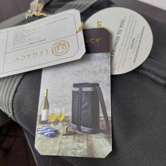 Picnic Time Estate Insulated Wine Tote Service & Accessories for 2 Black Gray - Picture 12 of 12